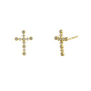 Solid 14K Yellow Gold Cross Lab Diamonds Earrings - Shryne Diamanti & Co.