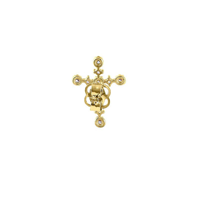 Solid 14K Yellow Gold Cross Lab Diamonds Earrings - Shryne Diamanti & Co.