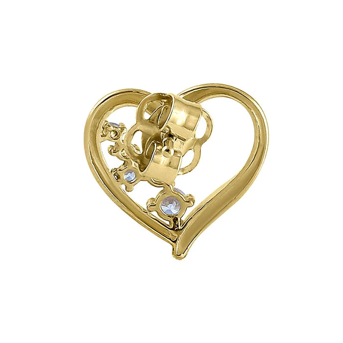 Solid 14K Yellow Gold Sparkling Heart Lab Diamonds Earrings - Shryne Diamanti & Co.