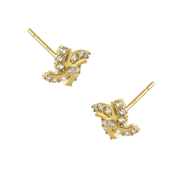 Solid 14K Yellow Gold Pinwheel Lab Diamonds Earrings - Shryne Diamanti & Co.