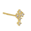 Solid 14K Gold Cross with Clear Lab Diamonds Earrings - Shryne Diamanti & Co.