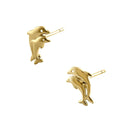 Solid 14K Yellow Gold Twin Dolphin Earrings - Shryne Diamanti & Co.