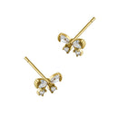 Solid 14K Yellow Gold Pretty Bow Lab Diamonds Earrings - Shryne Diamanti & Co.