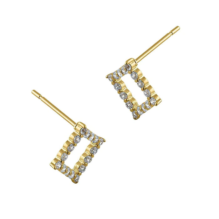 Solid 14K Yellow Gold Diamond-Shaped Lab Diamonds Earrings - Shryne Diamanti & Co.