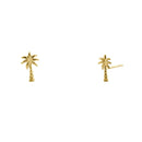 Solid 14K Yellow Gold Palm Tree Earrings - Shryne Diamanti & Co.