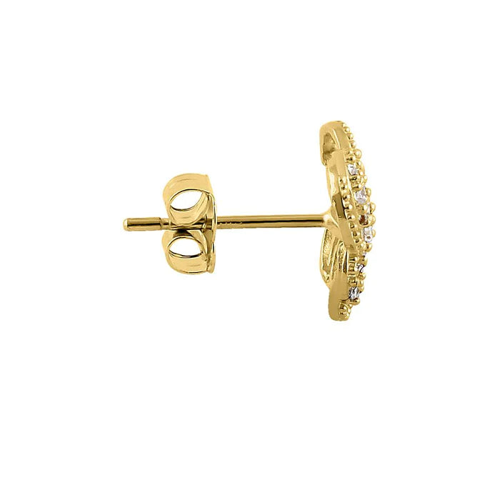 Solid 14K Yellow Gold Pinwheel Flower Lab Diamonds Earrings - Shryne Diamanti & Co.