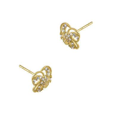 Solid 14K Yellow Gold Pinwheel Flower Lab Diamonds Earrings - Shryne Diamanti & Co.