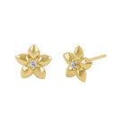 Solid 14K Yellow Gold Dainty Flower Lab Diamonds Earrings - Shryne Diamanti & Co.