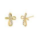 Solid 14K Yellow Gold Twisted Cross Lab Diamonds Earrings - Shryne Diamanti & Co.