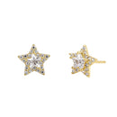 Solid 14K Yellow Gold Dainty Star Lab Diamonds Earrings - Shryne Diamanti & Co.
