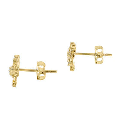 Solid 14K Yellow Gold Dainty Lizard Lab Diamonds Earrings - Shryne Diamanti & Co.