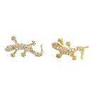 Solid 14K Yellow Gold Dainty Lizard Lab Diamonds Earrings - Shryne Diamanti & Co.