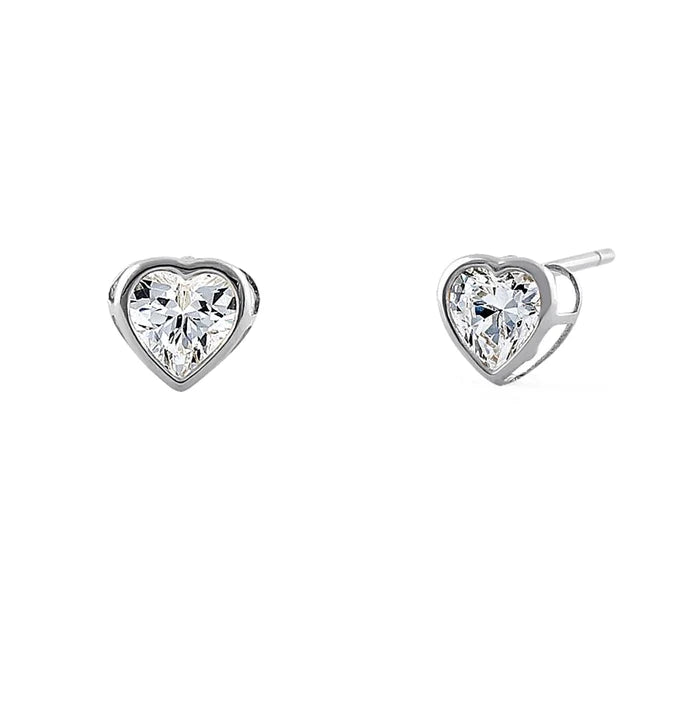 .5 ct Solid 14K White Gold 4mm Heart Cut Clear Lab Diamonds Earrings - Shryne Diamanti & Co.