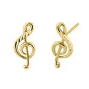 Solid 14K Yellow Gold Music Note Stud Earrings - Shryne Diamanti & Co.