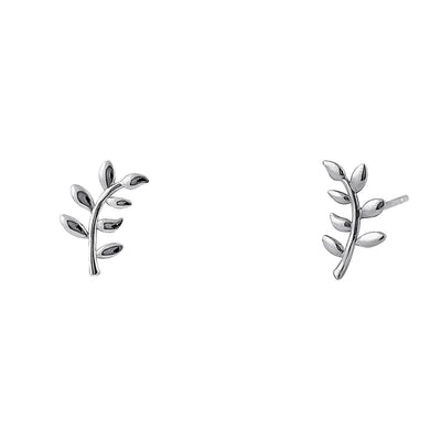 Solid 14K White Gold Trendy Branch Stud Earrings - Shryne Diamanti & Co.