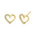 Solid 14K Yellow Gold Half Lab Diamonds Heart Stud Earrrings - Shryne Diamanti & Co.