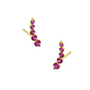 Solid 14K Yellow Gold 5 Ruby Round Lab Diamonds Stud Earrings - Shryne Diamanti & Co.