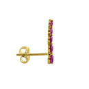 Solid 14K Yellow Gold 5 Ruby Round Lab Diamonds Stud Earrings - Shryne Diamanti & Co.