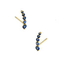 Solid 14K Yellow Gold 5 Blue Sapphire Round Lab Diamonds Stud Earrings - Shryne Diamanti & Co.