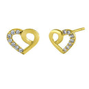 Solid 14K Yellow Gold Simple Heart Knot Clear Round Lab Diamonds Earrings - Shryne Diamanti & Co.