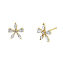 Solid 14K Yellow Gold Flower Marquise Lab Diamonds Earrings - Shryne Diamanti & Co.