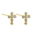 Solid 14K Yellow Gold Round Cross Lab Diamonds Earrings - Shryne Diamanti & Co.
