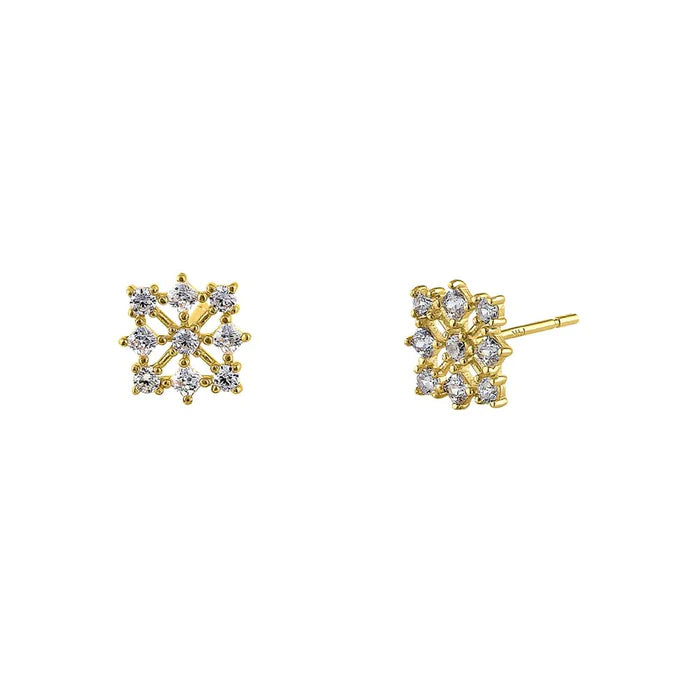 Solid 14K Yellow Gold Squared Lab Diamonds Earrings - Shryne Diamanti & Co.