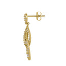 Solid 14K Yellow Gold Triple Drop Dangle Lab Diamonds Earrings - Shryne Diamanti & Co.