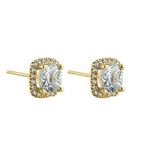 .92 ct Solid 14K Yellow Gold Cushion Halo Lab Diamonds Earrings - Shryne Diamanti & Co.
