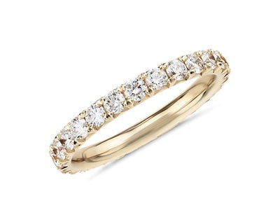 French Pavé Diamond Eternity Ring In 14k White Gold (1 Ct. Tw.) - Shryne Diamanti & Co.