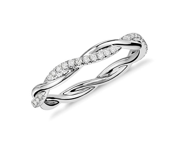Petite Twist Diamond Eternity Ring In 14k White Gold (1/5 Ct. Tw.) - Shryne Diamanti & Co.