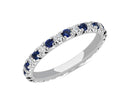 French Pavé Sapphire And Diamond Eternity Ring In 14k White Gold (1.8mm) - Shryne Diamanti & Co.