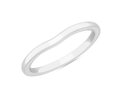 Plain Curved Matching Wedding Ring In 18k White Gold (1.8 Mm) - Shryne Diamanti & Co.