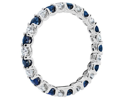 Luna Sapphire And Diamond Eternity Ring In 14k White Gold (2.2 Mm) - Shryne Diamanti & Co.