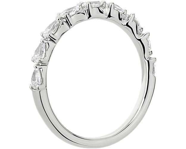 East-West 9-Stone Pear Diamond Anniversary Ring In 14k White Gold (1/2 Ct. Tw.) - Shryne Diamanti & Co.