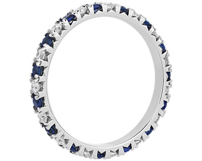 French Pavé Sapphire And Diamond Eternity Ring In 14k White Gold (1.8mm) - Shryne Diamanti & Co.