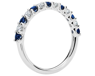 Luna Sapphire And Diamond Anniversary Ring In 14k White Gold (2.1 Mm) - Shryne Diamanti & Co.