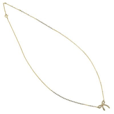 Solid 14K Yellow Gold Bow Diamond Necklace - Shryne Diamanti & Co.