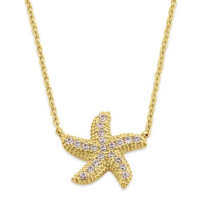 Solid 14K Gold Starfish Diamond Necklace - Shryne Diamanti & Co.