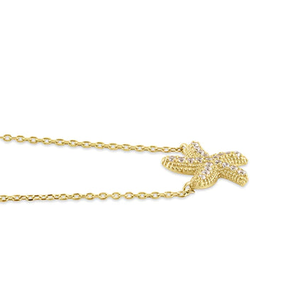 Solid 14K Gold Starfish Diamond Necklace - Shryne Diamanti & Co.