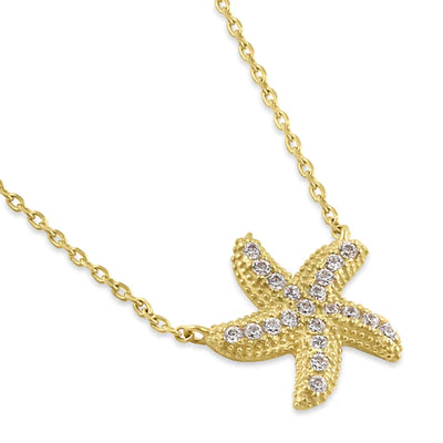 Solid 14K Gold Starfish Diamond Necklace - Shryne Diamanti & Co.