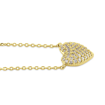 Solid 14K Gold Puffy Heart Diamond Necklace - Shryne Diamanti & Co.