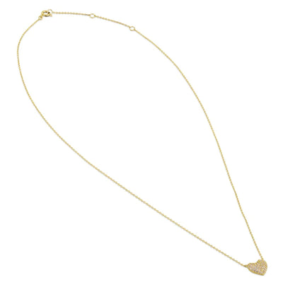 Solid 14K Gold Puffy Heart Diamond Necklace - Shryne Diamanti & Co.