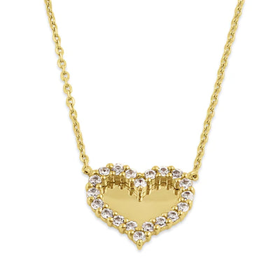 Solid 14K Gold Mirrored Heart Diamond Necklace - Shryne Diamanti & Co.