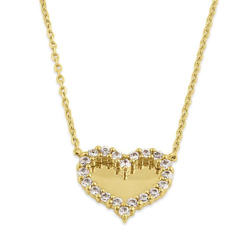 Solid 14K Gold Mirrored Heart Diamond Necklace - Shryne Diamanti & Co.