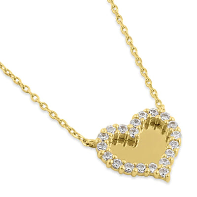 Solid 14K Gold Mirrored Heart Diamond Necklace - Shryne Diamanti & Co.