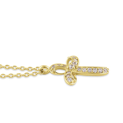 Solid 14K Gold Twisted Cross Diamond Necklace - Shryne Diamanti & Co.