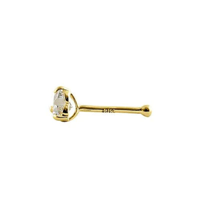 Solid 14K Yellow Gold Heart Lab Diamonds Nose Stud - Shryne Diamanti & Co.