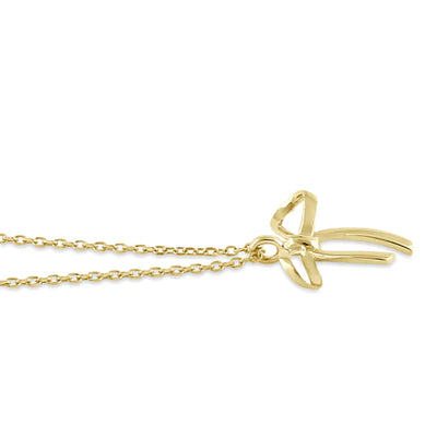 Solid 14K Yellow Gold Bow Necklace - Shryne Diamanti & Co.