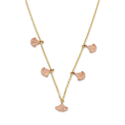 Solid 14K Yellow Gold Shell Charms Necklace - Shryne Diamanti & Co.